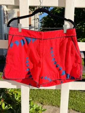Elizabeth McKay Red Shorts with Blue boat  Accent Trim